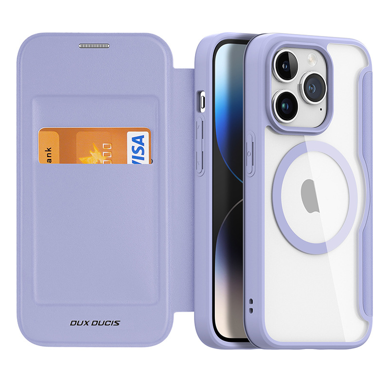 Transparent Flip Card Slot Protective Case with MagSafe Compatibility for iPhone